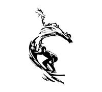 Autocollant mural de surf, décor de caverne d'homme, sports nautiques extrêmes, océan, plage, vague, décalcomanie en vinyle, chambre d'enfant, salle de jeux, peintures murales-L-57x98cm-Black