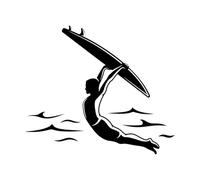 Autocollant mural de surf d'été Citations de surf Sticker mural de surf Art en vinyle Décoration murale pour la maison Chambre Salon-XL-79x92cm-Black