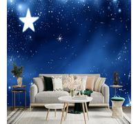 Autocollant mural de taille personnalisée avec étoiles blanches brillantes - Papier peint décoratif amovible - Grand papier peint photo pour salon, chambre à coucher et bureau