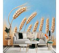 Autocollant mural de taille personnalisée, champ de blé doré et coquelicot rouge, grand papier peint photo amovible pour salon, chambre à coucher