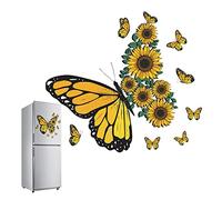 Autocollant mural de tournesol d'été avec papillon Miroir de tournesol autocollant grand ouctallant mural de tournesol pour décoration murale de la maison