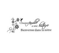 Autocollant mural, décalcomanie de citations françaises pour salon Quoteschaque Famille A Une Histoire autocollant en vinyle élégance peintures murales bricolage 116x42 cm, autocollants d'amour