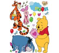 Autocollant mural Disney Pu l'ours jaune, orange, rose et bleu - 600187 - 65 x 85 cm