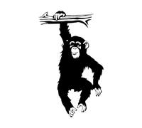 Autocollant mural drôle d'arbre de singe pour chambre d'enfant, dessin animé, jungle, forêt, animal, branche, vinyle, chambre à coucher-S-25x42cm-Black