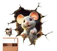 Autocollant mural du trou de souris | DÉCATIQUES D'art mural de 12,2 pouces | Autocollant des murs 3D | Design de style mural décoratif amovible avec une profondeur visuelle charmante pour les fêtes d