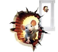 Autocollant mural du trou de souris | DÉCATIQUES D'art mural de 12,2 pouces | Autocollant des murs 3D | Design de style mural décoratif amovible avec une profondeur visuelle charmante pour les fêtes d