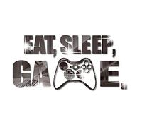 Autocollant mural en acrylique avec inscription « Eat Sleep Game », décoration de salle de jeu, décoration murale pour garçons, filles, hommes, chambre à coucher, salle de jeux, studio (noir)
