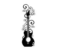 Autocollant mural en forme de guitare acoustique tourbillonnante, autocollant mural pour instrument de musique, pour décoration de la maison, décalcomanies murales en vinyle-S-18x57cm-Black