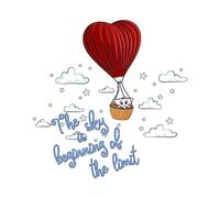 Autocollant mural en forme de montgolfière avec citation inspirante « The Sky is Beginning of Limit » avec bébé éléphant volant - Taille : 101,6 x 101,6 cm