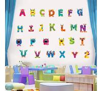 Autocollant Mural En Pvc Auto-Adhésif, 4 Pièces/Paquet, Alphabet D'art Mural Imperméable Pour Enfants, Apprentissage Coloré, Dessin Animé, Lettre Autocollant, Décoration De Maison Mignon