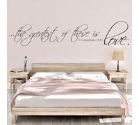 Autocollant mural en vinyle 1 Corinthiens 13:13 « The Greatest of These is Love Engagement » pour décoration de chambre à coucher 28 x 130 cm