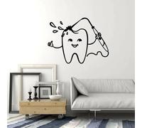 Autocollant mural en vinyle amusant pour dentisterie, clinique dentaire, stomatologie, fenêtre, verre, art mural, nettoyage des dents, décoration murale 57 x 74 cm