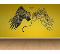 Autocollant mural en vinyle avec ailes d'ange et démon - 75 x 42 cm