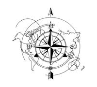 Autocollant mural en vinyle avec boussole pour plafond, décoration d'intérieur, décoration murale de plage, autocollant d'art, décoration de camping-car, étanche-S-28x29cm-Black