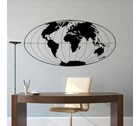 Autocollant mural en vinyle avec carte du monde - Planète Terre - Globe géographique - Décoration d'intérieur pour bureau et salon - 83 x 42 cm
