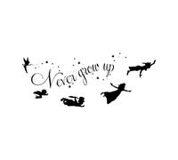 Autocollant mural en vinyle avec citation de Peter Pan Never Grow Up pour chambre d'enfant ou bébé-S-23x57cm-Black