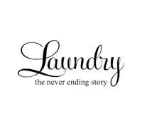 Autocollant mural en vinyle avec citation « L'histoire sans fin de la lessive », « Lave-linge, sèche-linge », pour buanderie, décoration d'intérieur, extra large, 57 x 130 cm