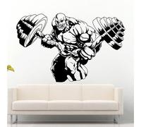 Autocollant mural en vinyle avec logo Crazy Gym Rat Power Weights Training Fitness Bodybuilding Wight Lifting Autocollant mural Décoration murale 56 x 36 cm