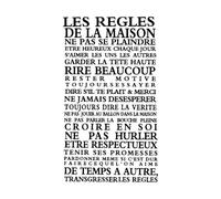 Autocollant mural en vinyle avec règles de la maison française Décoration de la maison Rire beaucoup Règles de la famille Sticker mural Papier peint pour la maison familiale-L-67x116cm-Black