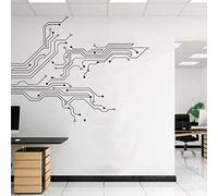 Autocollant mural en vinyle avec technologie de circuit imprimé - Pour salle de jeux - Science - Décoration murale - N° 1 - Noir - 71 x 57 cm