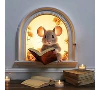 Autocollant mural en vinyle avec trou de souris, décoration de lecture de souris, jolie souris dans un trou, autocollant de souris (couleur 5, 15 cm)