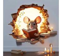 Autocollant mural en vinyle avec trou de souris, décoration de lecture de souris, jolie souris dans un trou, autocollant de souris (couleur 3, 15 cm)