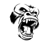 Autocollant mural en vinyle avec visage de gorille en colère, décoration murale, animal, salon, mur drôle-S-30x42cm-Black