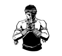 Autocollant mural en vinyle Combattant MMA Sports de combat orientaux Stickers muraux Décoration de combat Autocollants muraux amovibles-S-34x43cm-Black