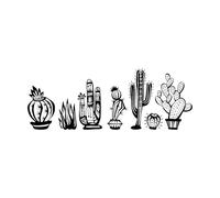 Autocollant mural en vinyle de la collection Cactus, décoration d'intérieur créative pour la maison, plante, désert, nature, fleur, pour salle de jeux pour enfants-S-28x74cm-Black