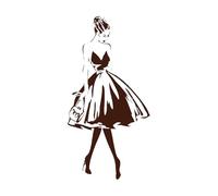 Autocollant mural en vinyle de style de mode de visage de femme Vêtements Boutique Robe Design Sticker mural Salon de beauté Vitrine Décor Affiche-S-29x57cm-Coffee