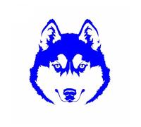 Autocollant Mural en Vinyle for Voiture, Mignon et drôle, tête de Chien Husky, Animal de Compagnie, décoration(Blue,50X52.5CM)