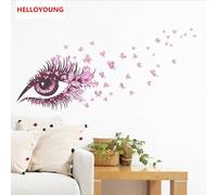 Autocollant Mural En Vinyle Imperméable Motif Papillon, Étiquette D'espace Artistique, Yeux Roses, Décoration De Chambre À Coucher, Papier Peint Rural, Bricolage, Qt-0096