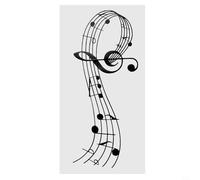 Autocollant mural en vinyle imprimé note de musique pour décoration d'intérieur, noir PVC, 24 x 58 cm, design double face non imprimé avec forte adhérence pour salon, chambre à coucher et décoration