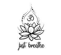 Autocollant mural en vinyle Just Breathe Fleur de lotus Om Salle de méditation Studio de yoga Autocollants muraux Décoration de chambre à coucher Mural amovible-S-34x57cm-Black