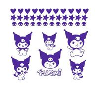 Autocollant mural en vinyle - Kuromi - 17,8 x 22,9 cm chacun - Autocollant tendance et amusant pour la maison, la chambre d'enfant, l'aire de jeux, la salle de jeux, la salle de jeux, la vitrine