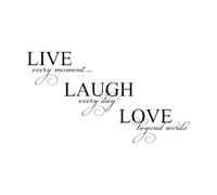 Autocollant mural en vinyle Live Laugh Love Décoration de la maison Salon Chambre Citations familiales Autocollant-L-51x91cm-Black