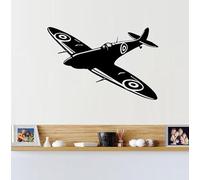 Autocollant mural en vinyle motif avion de dessin animé Fighter Spitfire - Décoration de chambre d'enfant - 44 x 29 cm