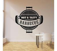 Autocollant mural en vinyle pour barbecue - Motif : viande délicieuse - Pour bar, restaurant, porte et fenêtre - 42 x 43 cm