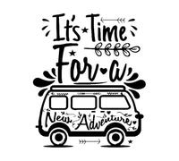 Autocollant mural en vinyle pour camping-car, voyage d'aventure, citation, heure de la nouvelle aventure, décoration d'intérieur, vacances, petit format - 42 x 50 cm
