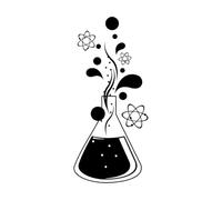 Autocollant mural en vinyle pour chambre d'enfant Motif chimie Éducation scientifique Atome Molécules Bouteille Sticker mural pour école Enfants Décoration de chambre Grand format - 52x114cm