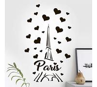 Autocollant mural en vinyle pour chambre d'enfant Motif Tour Eiffel Paris Décoration de chambre à coucher Cuisine Salon Maison Décoration Amour Voyage Chambre d'enfant amovible Pochoir fenêtre Porte