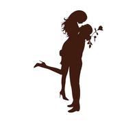 Autocollant mural en vinyle pour couple romantique, câlin, amour, Saint-Valentin, rose romantique, chambre à coucher-XL-72x107cm-Coffee