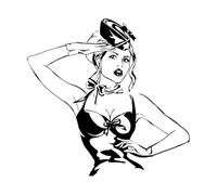 Autocollant mural en vinyle pour fille sexy Autocollant mural en vinyle Belle fille sexy Pin Up Femme Hôtesse de l'air Autocollant mural pour chambre d'adolescent-S-30x33cm-Black