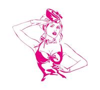 Autocollant mural en vinyle pour fille sexy Autocollant mural en vinyle Belle fille sexy Pin Up Femme Hôtesse de l'air Autocollant mural pour chambre d'adolescent-XL-84x102cm-Rose Red