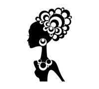 Autocollant mural en vinyle pour fille sexy et chaude, décoration murale cool pour femme africaine noire, salon de beauté, décoration de chambre, art-S-34x57cm-Black