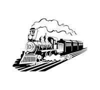 Autocollant mural en vinyle pour train, autocollant pour voie ferrée, décoration de chambre d'enfant, locomotive-S-31x43cm-Black