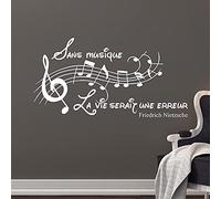 Autocollant mural en vinyle « Sans musique » La vie Serait une Erreur 111 x 57 cm