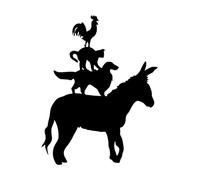 Autocollant mural en vinyle Silhouette de ferme Animaux Âne Chien Chat Coq Sticker mural Ornement de cuisine Affiches Décalcomanie-S-32x42cm-Black