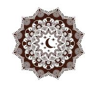 Autocollant mural en vinyle style bohème avec motif de fleurs et mandala, lune et étoile, pour chambre à coucher, studio de yoga-S-42x42cm-Coffee