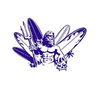 Autocollant mural en vinyle Surf Planches de surf de plage Statue de Neptune Maison de plage de sable Vacances-S-31x43cm-Dark Blue